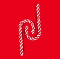 High detailed red candy cane, vector illustration