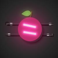 Realistic neon fruits with console, vector illustration