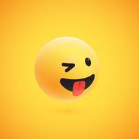 Cute high-detailed yellow 3D emoticon for web, vector illustration