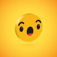 Yellow high detailed 3D disc emoticon, vector illustration