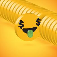 Yellow high detailed 3D disc emoticon selected, vector illustration