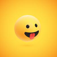 Cute high-detailed yellow 3D emoticon for web, vector illustration