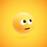 Cute high-detailed yellow 3D emoticon for web, vector illustration