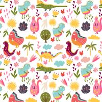 Cute Dinosaurs seamless pattern vector