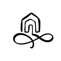 Simple Calligraphy House Real Vector Icon. Estate Architecture Construction for design. Art home vintage hand drawn Logo element