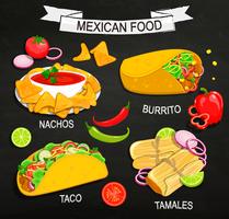 Concepto de menú de comida mexicana. vector