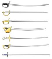 Cuchilla de espada militar y sable conjunto ilustración vectorial