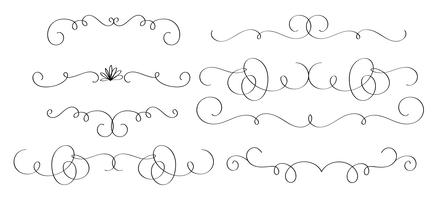 art calligraphy set of vintage decorative whorls for design. Vector illustration EPS10