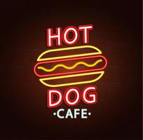 Neon sign of burger cafe. vector