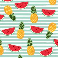 Fruits  on stripes seamless pattern background vector