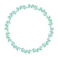 green round frame of leaves isolated on white background. Vector calligraphy illustration EPS10