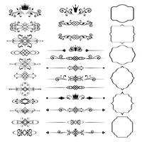 Floral design elements set, ornamental vintage frames with crowns vector