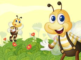 Honeybees in the garden vector