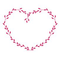 Marco de vector rojo en forma de corazón. Dibujado a mano vintage caligrafía Letras ilustración vectorial EPS10
