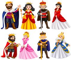Diferentes personajes del rey y la reina. vector