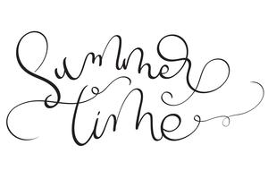 Summer time text on white background. Hand drawn Calligraphy lettering Vector illustration EPS10