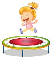 Una niña jugando trampolín vector