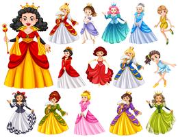 Set of beautiful queens and princess vector