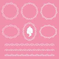 Set collections of cameo featuring the silhouette  a woman, vintage lacy borders and frames. vector