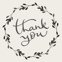 Thank you text with round frame on background. Calligraphy lettering Vector illustration EPS10