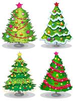 Cuatro árboles de navidad decorados vector