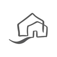 Simple Calligraphy House Real Vector Icon. Estate Architecture Construction for design. Art home vintage hand drawn Logo element
