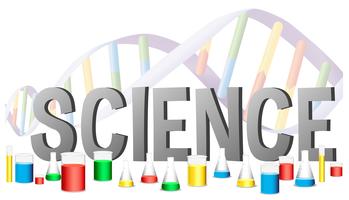 Word design for science with science equipments vector