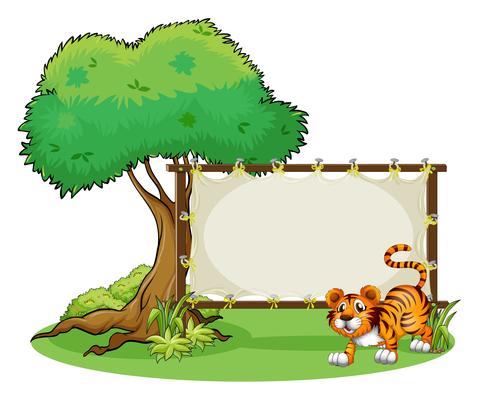 A framed empty banner with a tiger