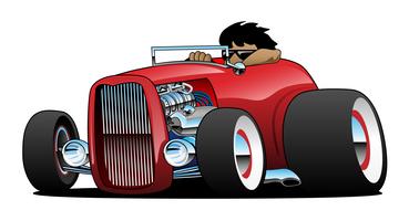 Highboy Hot Rod Roadster con conductor aislado ilustración vectorial vector