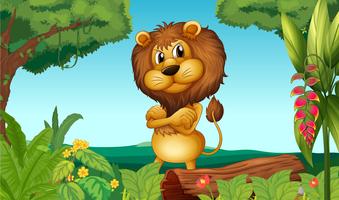 A lion standing in the woods vector