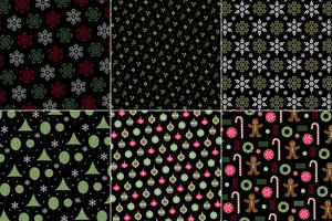 winter holiday Christmas patterns on black backgrounds vector
