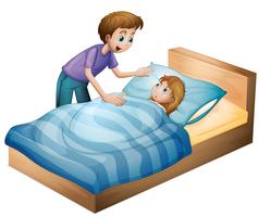 un niño y una niña dormida vector