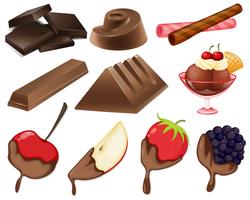 Diferentes estilos de postre de chocolate. vector