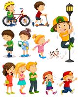 Kids doing different activities vector