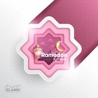 Ramadan Kareem Background paper art or paper cut style with Fanoos lantern, Crescent moon  Mosque Background. For Web banner, greeting card  Promotion template in Ramadan Holidays 2019. vector