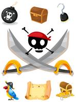 Pirate elements with weapons and map vector