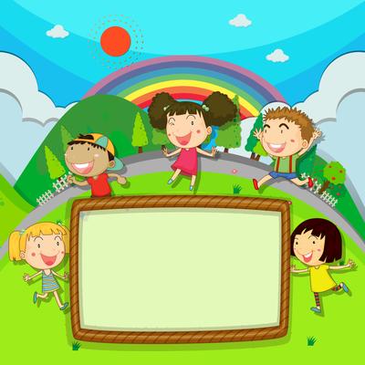 Frame design with children in the park