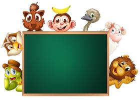 A blackboard surrounded with animals vector