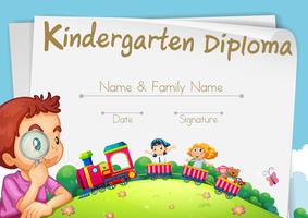 Plantilla de diploma para estudiantes de kindergarten vector