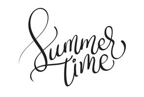 Summer time vector text on white background. Calligraphy lettering illustration EPS10