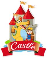 Prince and dragon at the castle vector