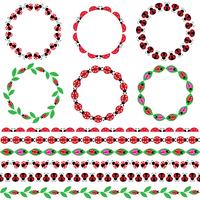 Ladybug Circle Frames and Border patterns vector