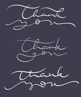 set of Thank you text on dark background. Calligraphy lettering Vector illustration EPS10