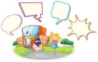 Boy and girl with speech balloon vector