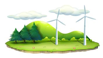 Windmills in the island vector