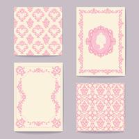 Set collections of cards vintage design elements. Patterns, frames vector