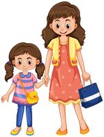 Mother and daughter holding hands vector