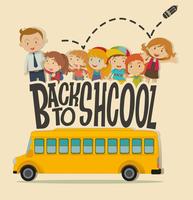 Back to school theme with teacher and pupils vector