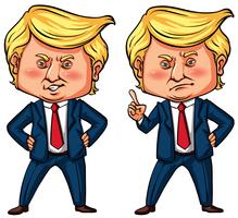 President Trump in two actions vector