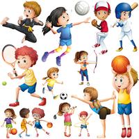 Children doing different kind of sports vector